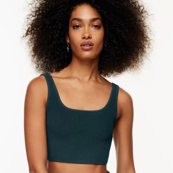 BABATON ARITZIA Forest Green Sculpt Knit Squareneck Cropped Tank - Picture 1 of 5